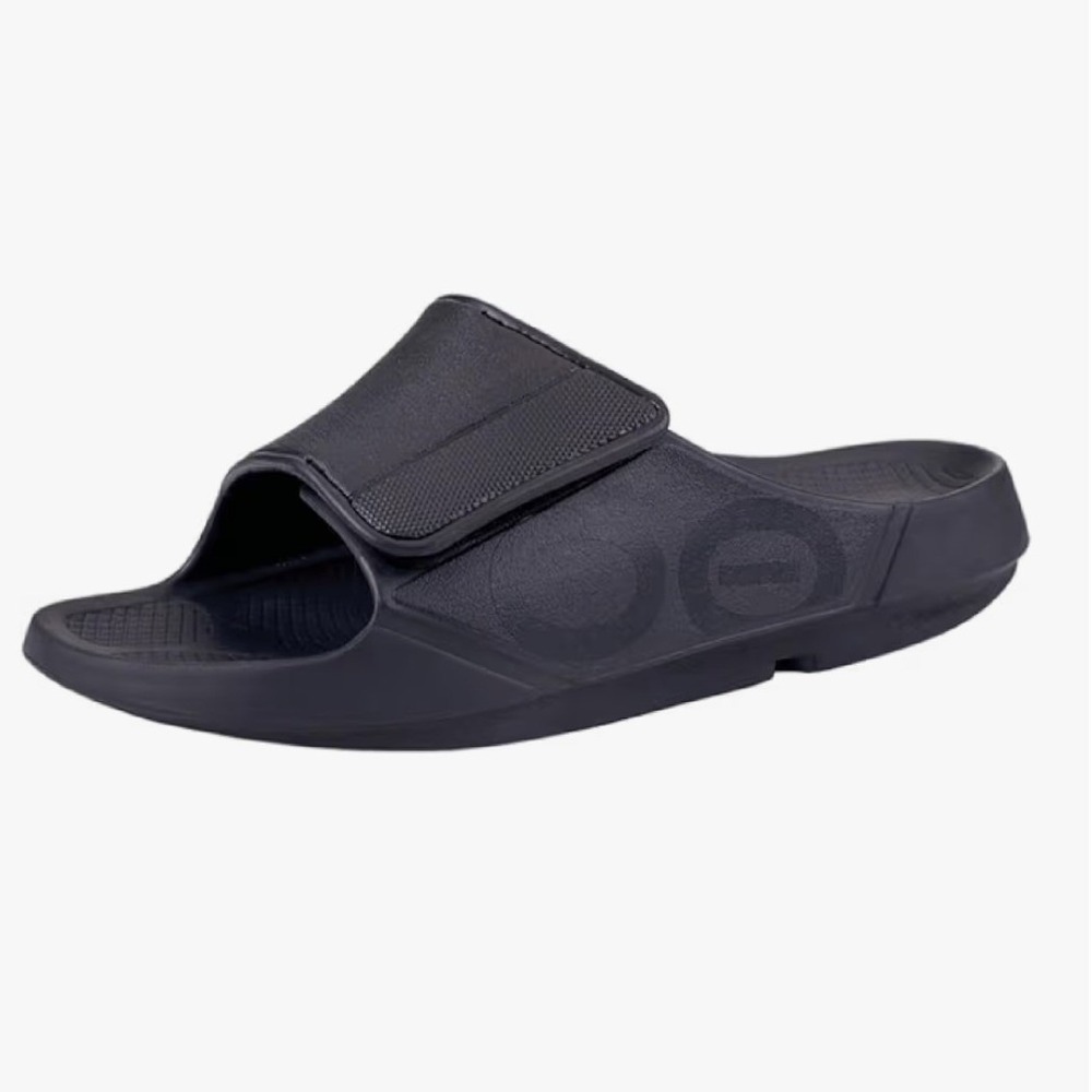 *Oofos OOahh Sport Flex All Black Recovery Slides Sandals Mens 6/Womens 8